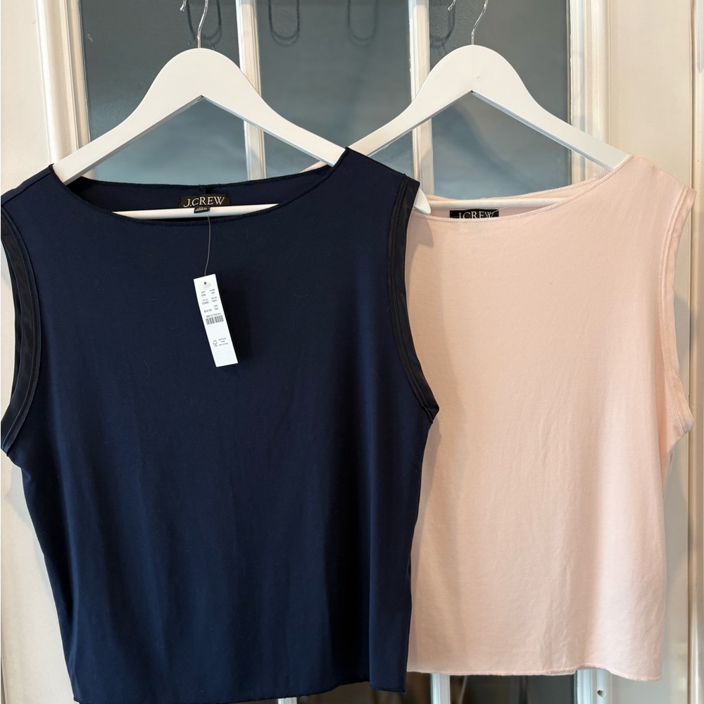 J.Crew Size XXL Sleeveless Tops 2 Set Bundle: NWT (Navy Blue) NWOT (Blush Pink)